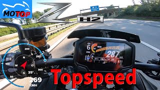 Kawasaki Z H2 2020  TOPSPEED on AUTOBAHN  GPS 269kmh [upl. by Iror900]