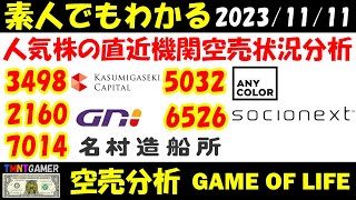 【空売分析】3498 霞ヶ関キャピタル！2160 GNI！5032 ANYCOLOR！7014 名村造船所！6526 ソシオネクスト！【20231111】 [upl. by Esoranna911]