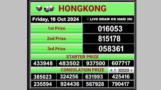 Hongkong Live draw result 18102024  Live Draw HK [upl. by Ydderf]