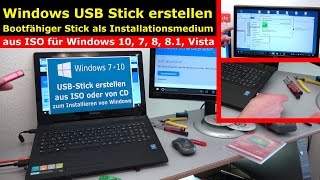 Windows USBStick erstellen und bootfähig machen zum Installieren  Windows 10 7 8  4K Video [upl. by Aikemaj]