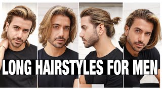 4 LONG HAIRSTYLES FOR MEN  Mens Hair Tutorial [upl. by Tilden]