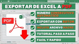 TUTORIAL EXPORTAR EN EXCEL A PDF CON NOMBRE Y CONSECUTIVO  INCLUYE MACRO PARA DESCARGAR [upl. by Trinee46]