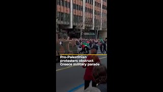 ProPalestinian protesters obstruct Greece military parade  AJshorts [upl. by Eugene]