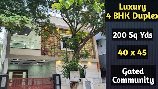 200 Sq yds 40x45 New Luxury Duplex House for sale in Gated Community Hyderabad 3000sft 4 BHK Villa [upl. by Dyrraj]