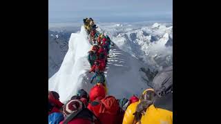 Queuing the Summit of Mount Everest Today shorts [upl. by Anniken]