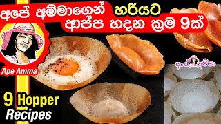 ✔ විවිධ ආප්ප වර්ග හරියට හදන ක්‍රම 9ක් Different methods of making hoppers correctly by Apé Amma [upl. by Eceinej468]