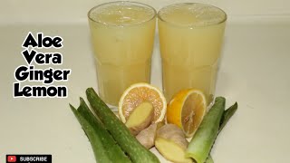 ALOE VERA LEMON GINGER DRINK  How to boost your immune system at home [upl. by Akcirderf]