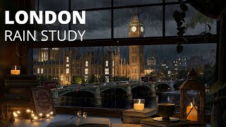 London Big Ben View Rain Study Ambience  Victorian Dark Academia with Distant Thunderstorm Sounds [upl. by Hsirap]