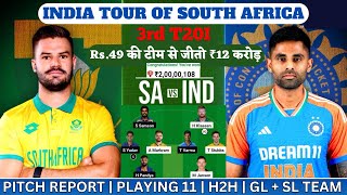 LIVE 🔴 IND🇮🇳 vs SA🇿🇦 3rd T20I 🤠 Dream11 Fantasy amp GL Tips Prediction amp Playing 11 video viral yt [upl. by Augusto]