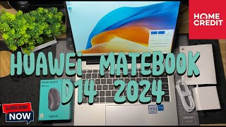 Huawei Matebook D14 2024 metallic silver unboxing 256gb ☁ aesthetic  Philippines [upl. by Riada]