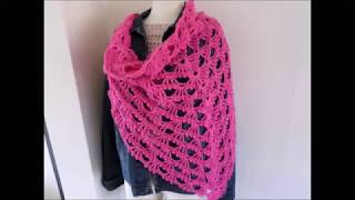 Pink Picot Omslagdoek 73 RECHTSHANDIG [upl. by Derrej]