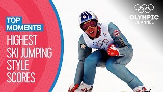 Top Olympic Ski Jumping Style Scores of AllTime  Top Moments [upl. by Bates301]