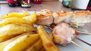 BROCHETTES DE DINDE ROULEE AU JAMBONFROMAGE AU FOUR [upl. by Clayborn790]