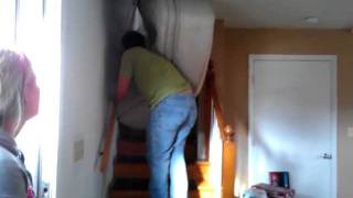 Getting a California King Mattress Up a TIGHT stair case Cotys Apartment Tour [upl. by Pillihpnhoj460]