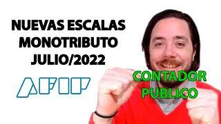 NUEVAS ESCALAS de MONOTRIBUTO para JULIO2022 AFIP ARGENTINA 🔥 ALIVIO FISCAL AUMENTO TOPE CATEGORIAS [upl. by Udale]