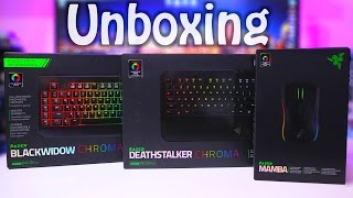 Mega Unboxing RAZER Blackwidow  DeathStalker  Mamba Chroma Português [upl. by Sherilyn907]