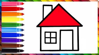 Very Easy House Drawing For Kids  Easy StepbyStep [upl. by Dalohcin]