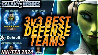 BEST 3v3 DEFENSE TEAMS January 2024 swgoh gac 3v3 galaxyofheroes starwars [upl. by Nohsid]