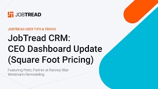 JobTread CRM  CEO Dashboard Update Square Foot Pricing [upl. by Zilla622]