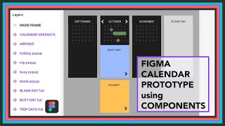 FIGMA tutorial  3 Month Calendar using Components [upl. by Yrtnahc61]