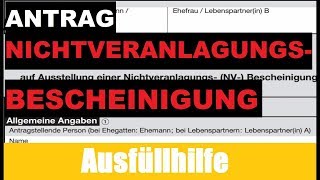 Antrag auf NV  Nichtveranlagungsbescheinigung Tutorial  Erklärung  Ausfüllhilfe [upl. by Leslee]