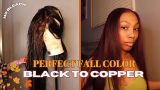 Going Black to Copper NO BLEACH LOréal Hicolor  Wig install [upl. by Inama701]