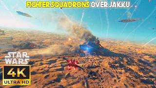 Battlefront 1 in 2024 Battling Starfighters over Jakku  Fighter Squadrons PC 4K  No Commentary [upl. by Hgielhsa]