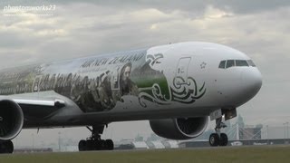 Air New Zealand 777300ER Hobbit Livery Landing amp Take Off  Sydney Airport [upl. by Moishe281]