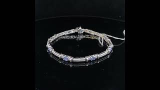 14K White Gold Blue Purple Tanzanite and Diamond Accent Cord Style Link Bracelet HI Color [upl. by Dukey]