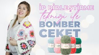 İp Koparmadan Birleştirme Tekniği ile Kare Motifli Bomber Ceket [upl. by Imar]