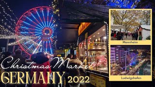 Christmas Market in Mannheim and Ludwigshafen Germany 2022 Weihnachtsmarkt 4K germany christmas [upl. by Acissj]