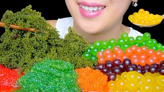 ASMR RAW SEA GRAPES PLATTER  TOBIKO EGGS  POPPING BOBA  CRUNCHY EATING SOUNDS  TracyN ASMR [upl. by Aisayt]