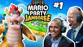 The Presidents Play Super Mario Party Jamboree  Part 1  Mega Wigglers Tree Party [upl. by Anoed268]