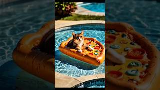 Cats Pizza And Sunshine The Ultimate Combo CatsAndPizza SummerFun PizzaFloat PoolsideVibes thv [upl. by Yengac]