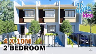 House Design Idea 2 Storey Townhouse  Appartment type  4 x 10 meters 2 bedroom [upl. by Eilatan]