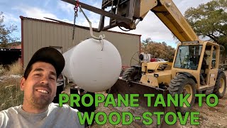 We Build a WOODSTOVE from a FREE Propane TANK Backyard DIY [upl. by Geesey415]