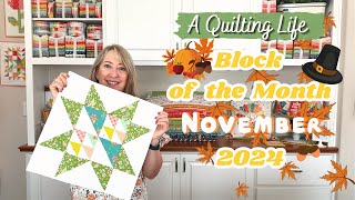 Quilt Block of the Month November 2024  A Quilting Life [upl. by Nosro]