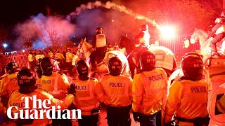 Police injured as violence erupts outside Villa Park before Legia Warsaw match [upl. by Olenolin611]