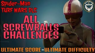 SpiderMan  All Screwball Challenges  Turf Wars DLC  Ultimate score  Ultimate Difficulty [upl. by Schwartz]