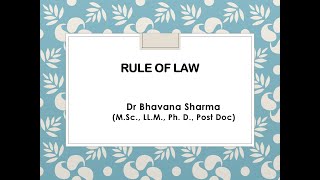 Lecture 2 Part I  Rule of Law [upl. by Sillyhp]