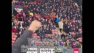 Tsamina mina e e kai havertz chant  Arsenal fans away  sheffield united 06 Arsenal [upl. by Alli421]