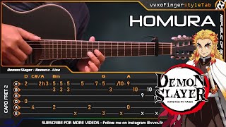 Demon Slayer Kimetsu no Yaiba  LiSA 『炎』 HOMURA  Fingerstyle Guitar Cover  TABS Tutorial [upl. by Adin]