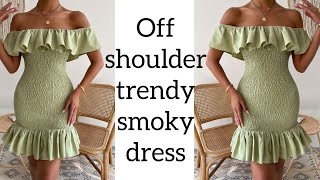 How to make an offshoulder smoky dress… simple tutorial video [upl. by Beatriz]