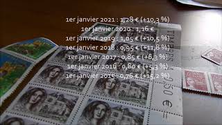 Prix des timbres au 1er janvier 2021  Timbrer devient un luxe 128 le timbre rouge  Forte Hausse [upl. by Einafats]