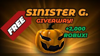 SINISTER G NEWS amp GIVEAWAY  2000 ROBUX GIVEAWAY [upl. by Oirifrop]