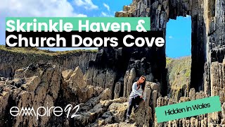 Hidden Gem 15mins from Tenby  Skrinkle Haven amp Church Doors Cove Drone Video [upl. by Gayle641]