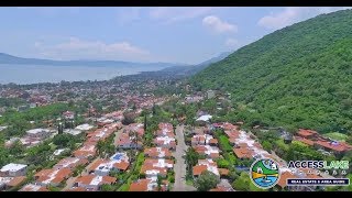 Aerial Downtown Ajijic Mexico Church Plaza Mountains amp Lake [upl. by Baird]