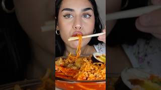 Spicy Samyang Ramen Rice Cakes Honey Chicken Kimbap Mukbang watch full video [upl. by Anis837]