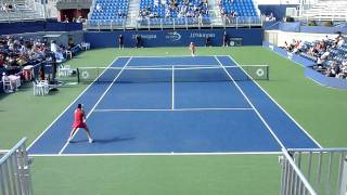 Flavia Pennetta vs Angelique Kerber US Open Quarterfinal 2011 First Set Court 17 HD 720p [upl. by Annahsat]