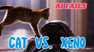 Cat vs Alien Xenomorph  funny AI video FAILs COMPILATION  Minimax x Hailuo AI video test [upl. by Einnalem]